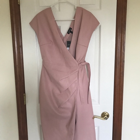 topshop pink leather dress